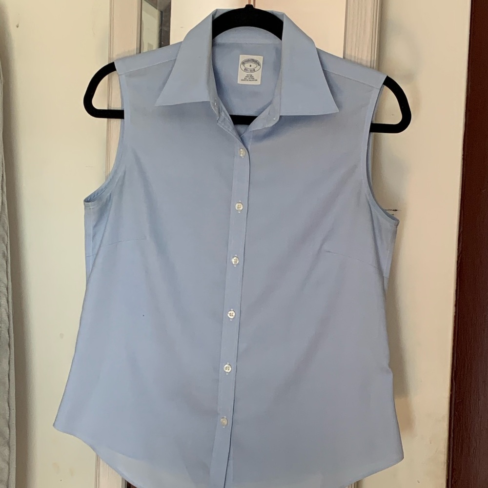 Chambray sleeveless blouse